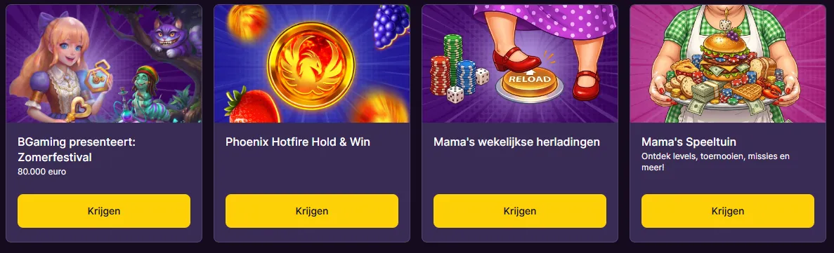 Bonussen en promoties bij MamaBet